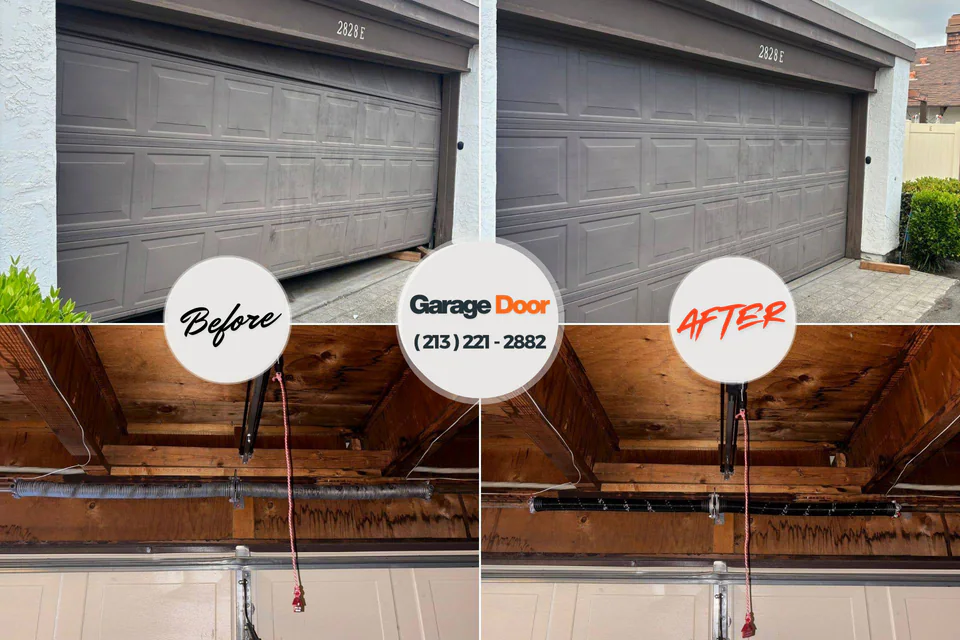 Before and after: garage door repair Uhland, TX